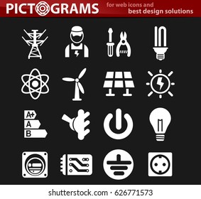 electricity vector icons for user interface design