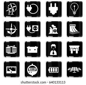 electricity vector icons for user interface design