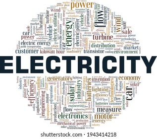 Electricity vector illustration word cloud isolated on a white background.