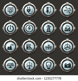 Electricity vector stylish round buttons for mobile applications and web