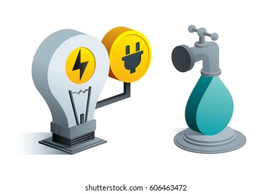 electricity water icon isometric 3d