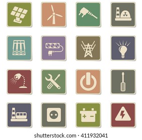 electricity web icons for user interface design