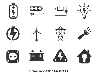 electricity web icons for user interface design