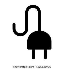 Electricity Wired Plug Icon Black Power Outlet Isolated Vector Illustration 