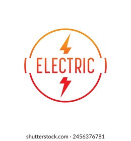 electricity word and lightning symbol inside the circle