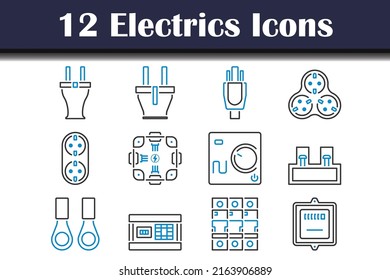 Electrics Icon Set. Editable Bold Outline With Color Fill Design. Vector Illustration.