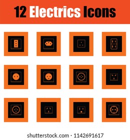 Electrics icon set. Orange design. Vector illustration.