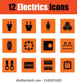 Electrics icon set. Orange design. Vector illustration.