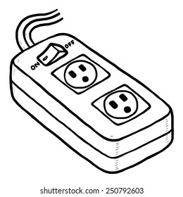 electrics plug socket / cartoon vector and illustration, black and white, hand drawn, sketch style, isolated on white background.