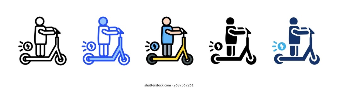Electrics Scooter Icon Collection With Multiple Styles
