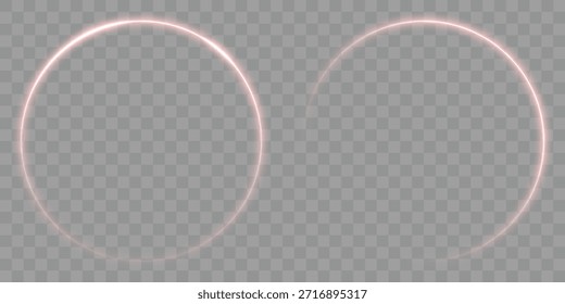 Anéis de luz eletrificados que evocam a essência de mundos digitais avançados. velocidade abstrata linhas de luz vermelha círculo do anel de néon brilho movimento redondo vetor ilustração. Círculos Plasmáticos Holográficos. Vetor.