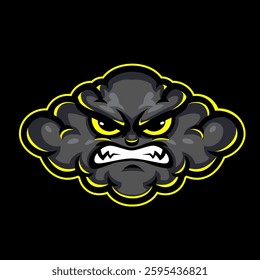 Electrifying Angry Cloud Face Mascot Design