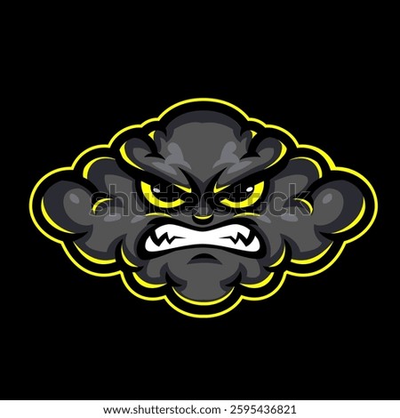 Electrifying Angry Cloud Face Mascot Design