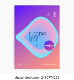 Electro Banner. Dynamic Pattern For Magazine Design. Wavy Electronic Event. Wave Glitch For Cover. Neon And Concert Layout. Pink And Blue Electro Banner