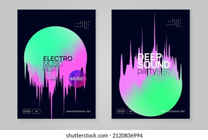 Electro Banner. Minimal Pattern For Cover Design. Trendy Glitch For Presentation. Modern Neon Flyer. Dance And Carnival Template. Rainbow Electro Banner