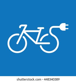 electro bicycle bike e-bike icon on blue background