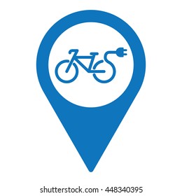 electro bicycle bike e-bike pin location icon on white background