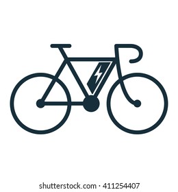 electro bicycle, e-bike icon on white background