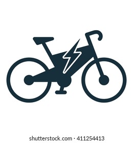electro bicycle, e-bike icon on white background