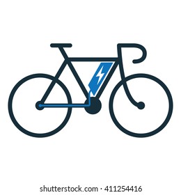 electro bicycle, e-bike icon on white background