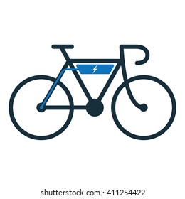 electro bicycle, e-bike icon on white background