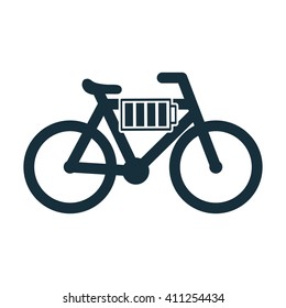 electro bicycle, e-bike icon on white background