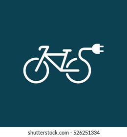 electro bicycle, e-bike icon on blue background