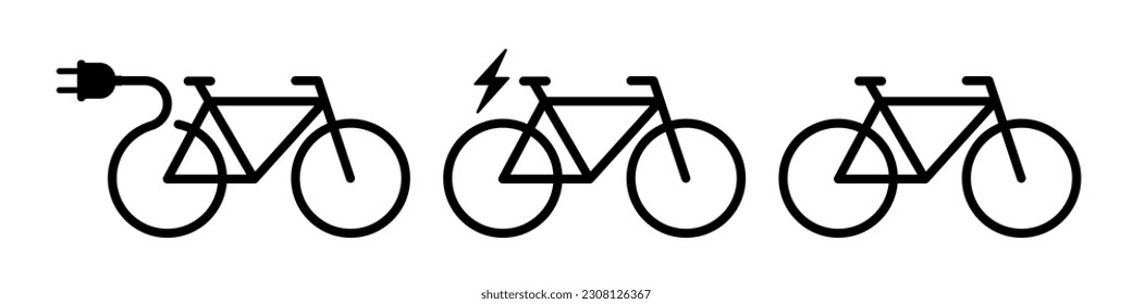 Electro bicycle icon set line style