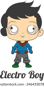 Electro Boy with big eyes and big head, anime cartton