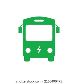 Icono verde de Silhouette de Autobús Electro. Pictograma del transbordador eléctrico. Icono Alternativo De Transporte Eco Híbrido. Símbolo electrónico de ecología. Signo de transporte ecológico de vehículos. Ilustración de vectores aislados.