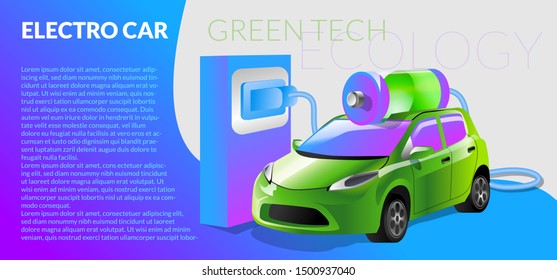 Electro car & battery vector illustration