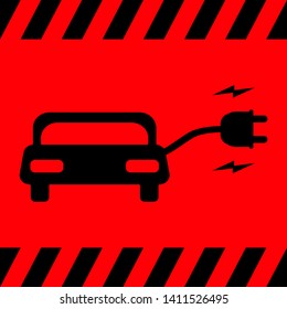 Electro car black on a red background, vector illustration for design.