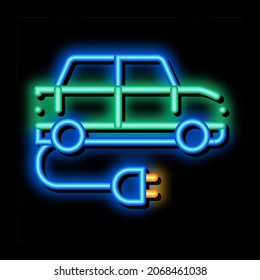 vector de señal de luz de neón del enchufe de carga del coche electro. Icono brillante señal de enchufe de carga de electro car car. ilustración de símbolo transparente