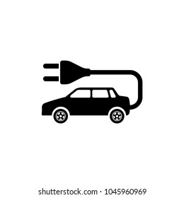 Electro Car. Flat Vector Icon. Simple black symbol on white background