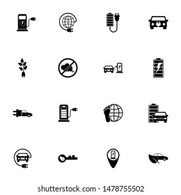 Electro Car icon - Expand to any size - Change to any colour. Perfect Flat Vector Contains such Icons as hybrid, charge, engine, electra, plug, transportation, battery, cable, pollution, power, gas