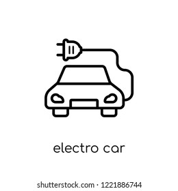 electro car icon. Trendy modern flat linear vector electro car icon on white background from thin line general collection, editable outline stroke vector illustration