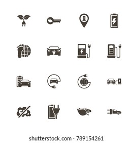 Electro Car icons. Perfect black pictogram on white background. Flat simple vector icon.