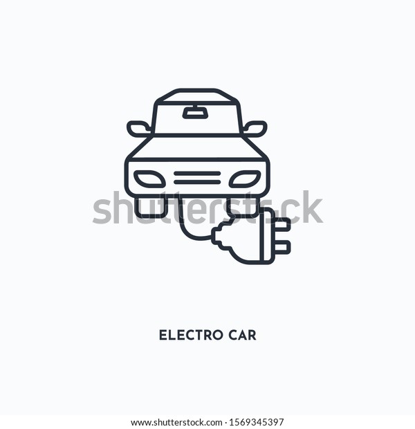 electro car outline icon. Simple\
linear element illustration. Isolated line electro car icon on\
white background. Thin stroke sign can be used for web, mobile and\
UI.