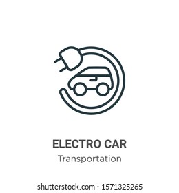 Electro car outline vector icon. Thin line black electro car icon, flat vector simple element illustration from editable transportation concept isolated on white background