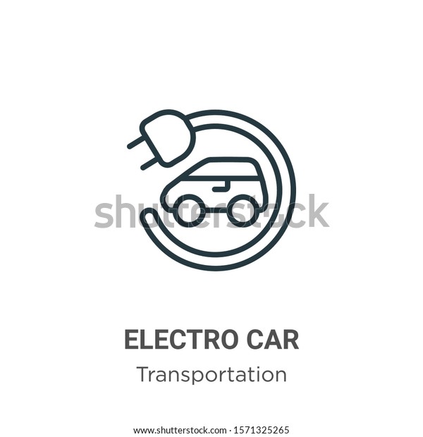 Electro car outline\
vector icon. Thin line black electro car icon, flat vector simple\
element illustration from editable transportation concept isolated\
on white background