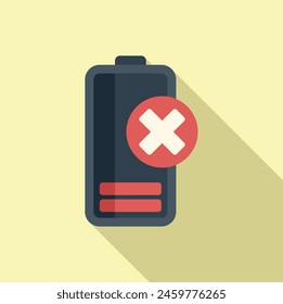 Icon der Elektroladebatterie mit flacher Vektorgrafik. Zerbrochenes Element. Ebene plus Zeit
