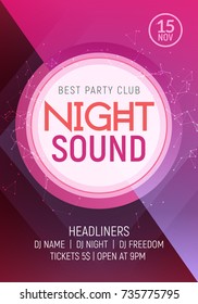 Electro dance party music night poster template. Electro style concert disco club party event invitation.