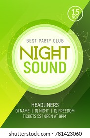 Electro dance party music night poster template. Electro style concert disco club party event invitation.