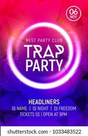 Electro Dance Trap Party Music Night Poster Template. Electro Style Concert Disco Club Party Event Invitation.