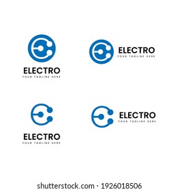 Electro E Letter Logo Shape Icon Label Design Vector