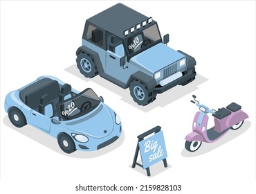 Electro Eco Car Sell. Ecology Friendly Transport Vehicle. Environment Pollution Preserve Technology Automobile Business Flat Cartoon Vector Illustration