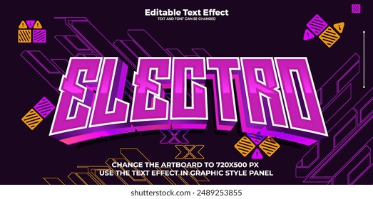 Electro editable text effect in modern cyber trend style