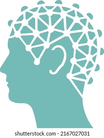 electro electroencephalogram art with brain broken into pieces with flat theme