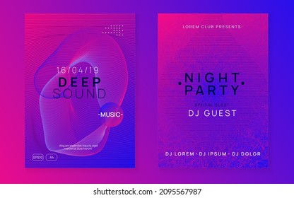 Electro event. Cool show banner set. Dynamic fluid shape and line. Electro event neon flyer. Trance dance music. Electronic sound. Club fest poster. Techno dj party.