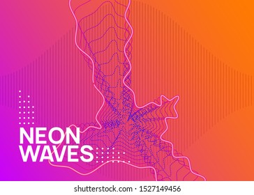 Electro event. Dynamic fluid shape and line. Geometric discotheque banner layout. Electro event neon flyer. Trance dance music. Electronic sound. Club fest poster. Techno dj party.